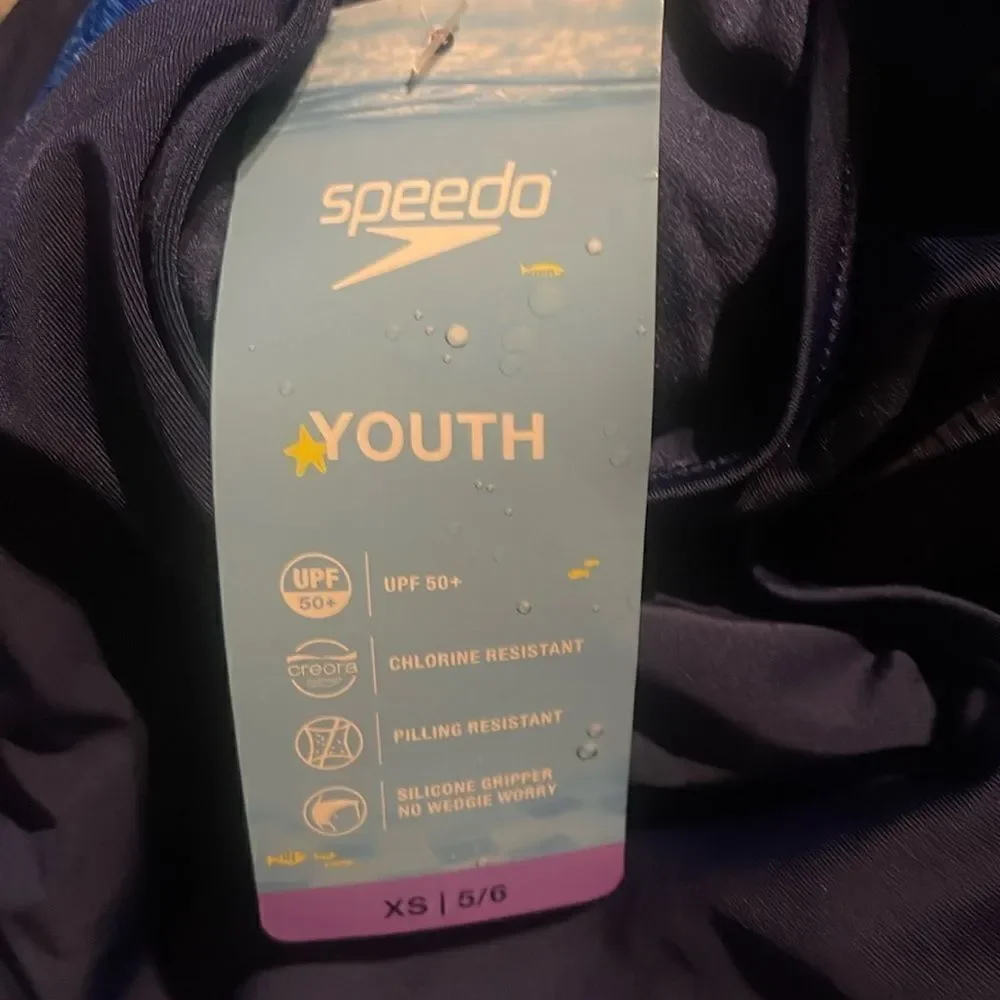 #17 Speedo youth bathing suit X-Small Size 5/6 Blue Pink 1 piece